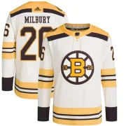 Adidas Youth Mike Milbury Boston Bruins Authentic 100th Anniversary Primegreen Jersey - Cream