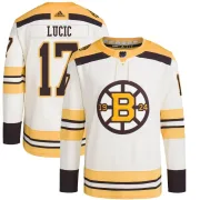 Adidas Youth Milan Lucic Boston Bruins Authentic 100th Anniversary Primegreen Jersey - Cream