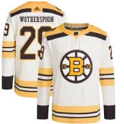 Adidas Youth Parker Wotherspoon Boston Bruins Authentic 100th Anniversary Primegreen Jersey - Cream