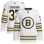 Adidas Youth Patrice Bergeron Boston Bruins Authentic 100th Anniversary Primegreen Jersey - White