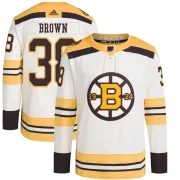 Adidas Youth Patrick Brown Boston Bruins Authentic Cream 100th Anniversary Primegreen Jersey - Brown