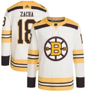 Adidas Youth Pavel Zacha Boston Bruins Authentic 100th Anniversary Primegreen Jersey - Cream