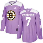 Adidas Youth Phil Esposito Boston Bruins Authentic Fights Cancer Practice Jersey - Purple
