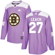 Adidas Youth Reggie Leach Boston Bruins Authentic Fights Cancer Practice Jersey - Purple