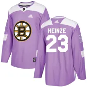 Adidas Youth Steve Heinze Boston Bruins Authentic Fights Cancer Practice Jersey - Purple