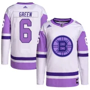 Adidas Youth Ted Green Boston Bruins Authentic Hockey Fights Cancer Primegreen Jersey - White/Purple