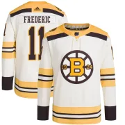 Adidas Youth Trent Frederic Boston Bruins Authentic 100th Anniversary Primegreen Jersey - Cream