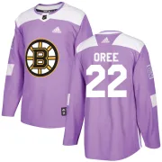 Adidas Youth Willie O'ree Boston Bruins Authentic Fights Cancer Practice Jersey - Purple