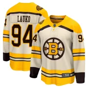 Fanatics Branded Men's Jakub Lauko Boston Bruins Premier Breakaway 100th Anniversary Jersey - Cream