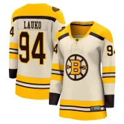 Fanatics Branded Women's Jakub Lauko Boston Bruins Premier Breakaway 100th Anniversary Jersey - Cream
