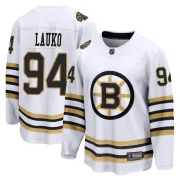 Fanatics Branded Youth Jakub Lauko Boston Bruins Premier Breakaway 100th Anniversary Jersey - White