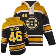 Men's David Krejci Boston Bruins Authentic Old Time Hockey Sawyer Hooded Sweatshirt - Black